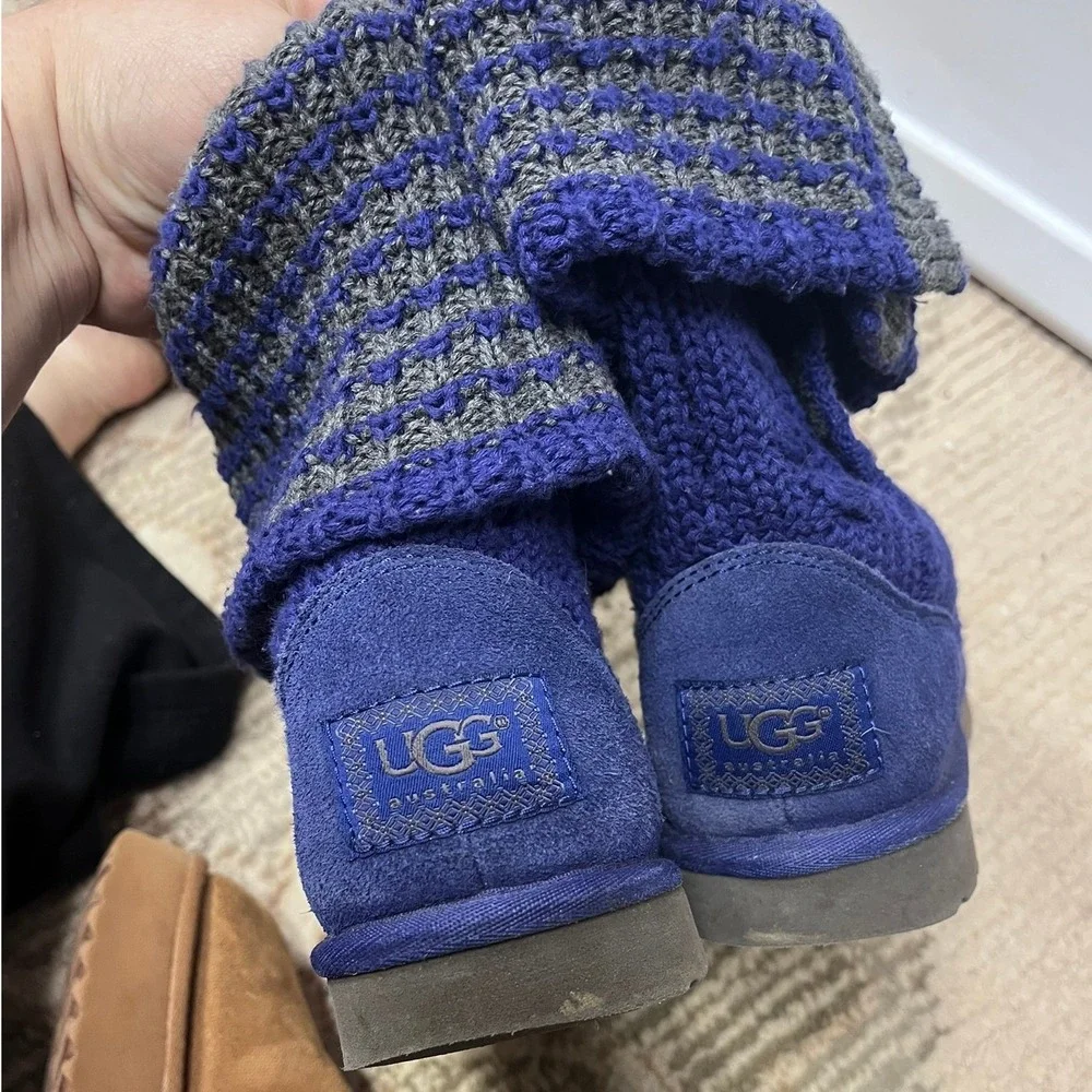 UGG Women's Leland Indigo Knit Cardy Pull On Winter Boots‎ Size US 7